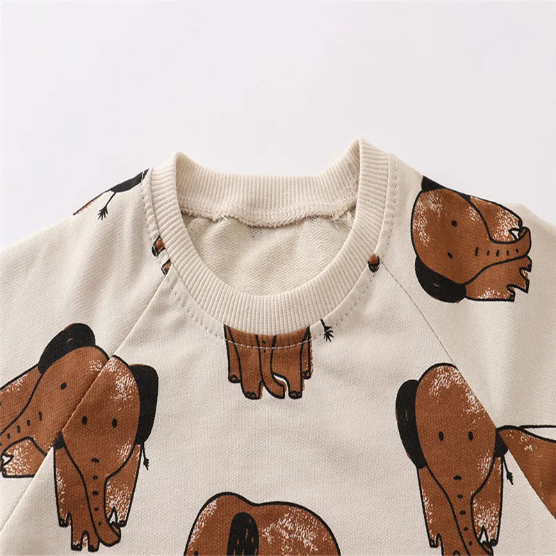 Brown Elephants on Cream Sweatshirt